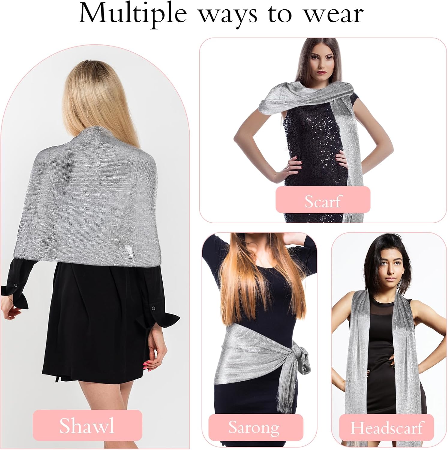 Shawls and Wraps for Evening Dresses Sparkling Metallic Shawl Wraps for Women with Buckle Women's Dressy Evenings Wear for Evening Dresses Party Wedding Bride Bridesmaid - Image 4