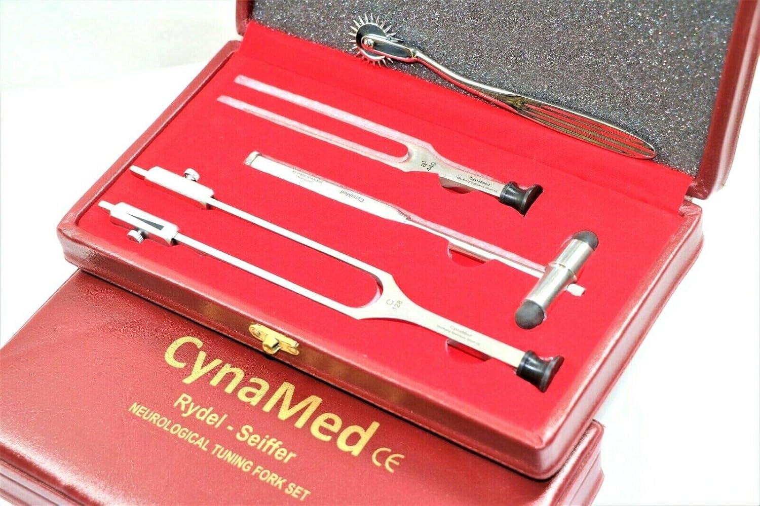 Tuning Fork Set of 4 Diagnostic Instruments Wartenburg Neuro Pinwheel in Box Rydel Seiffer Tuning Fork