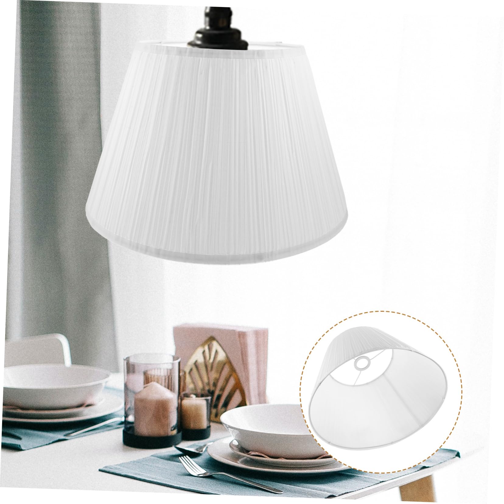 Abat-jour Demi-circulaire en Lin Blanc E27 pour Lampe