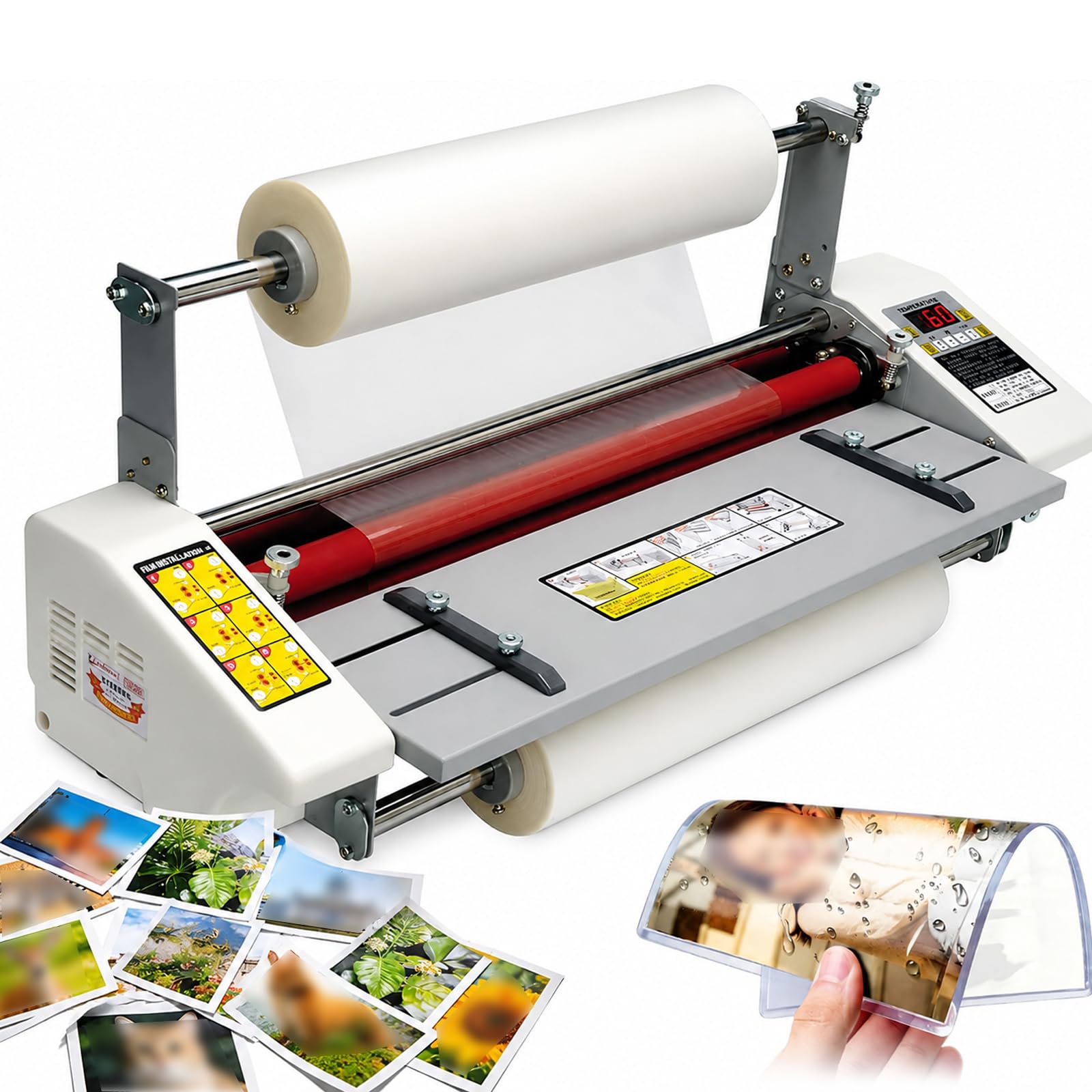 Macchina plastificatrice portatile per carta con 4 rulli in gomma, macchina plastificatrice termica commerciale A2+, plastificatrice singola e doppia/spessore rivestimento 0,1-5 mm, per scuola/casa/uf