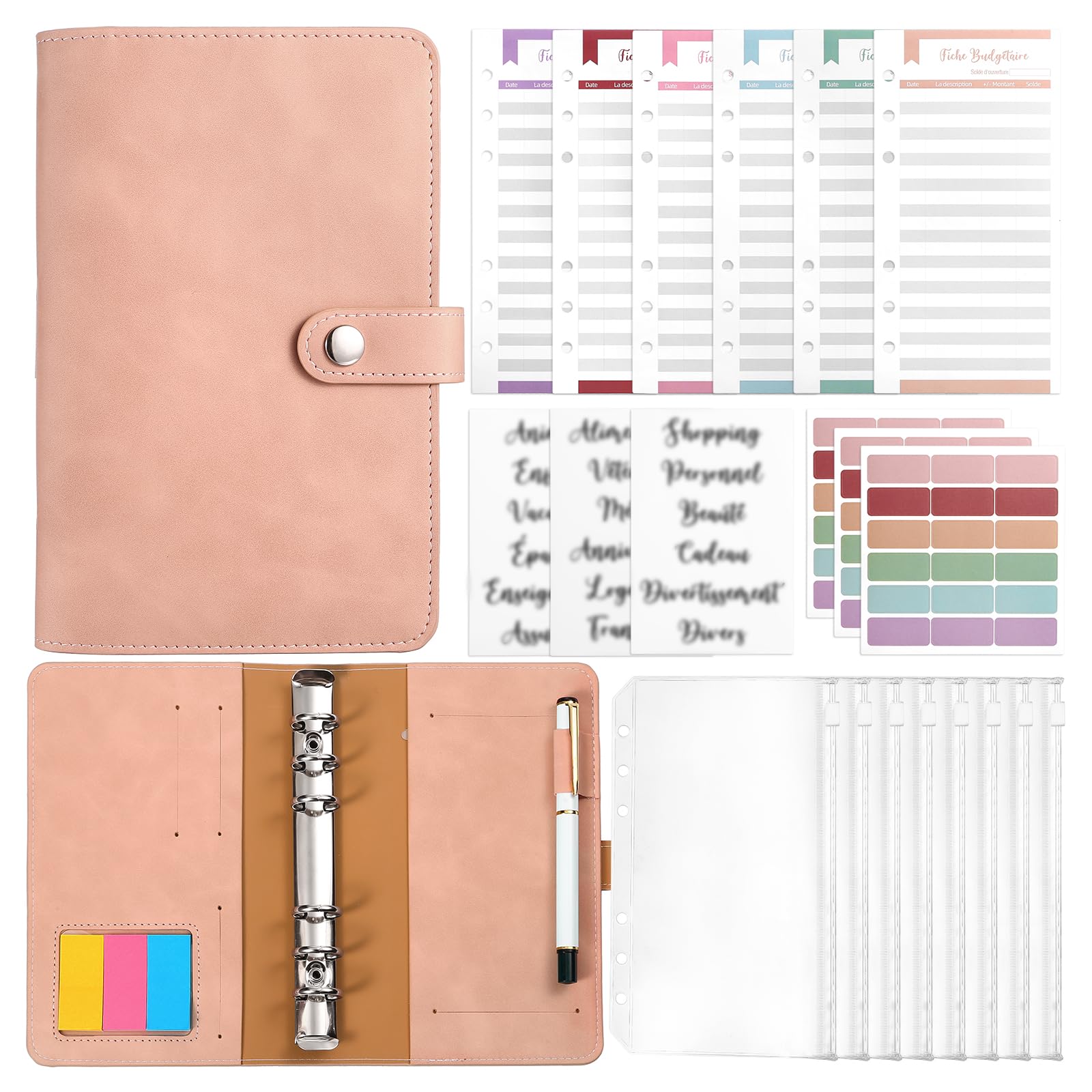 Classeur De Défi 100 Enveloppes Rose - Cahier Budget A5 Avec Stylo, Feuilles Et Enveloppes Pour Économiser Intelligemment