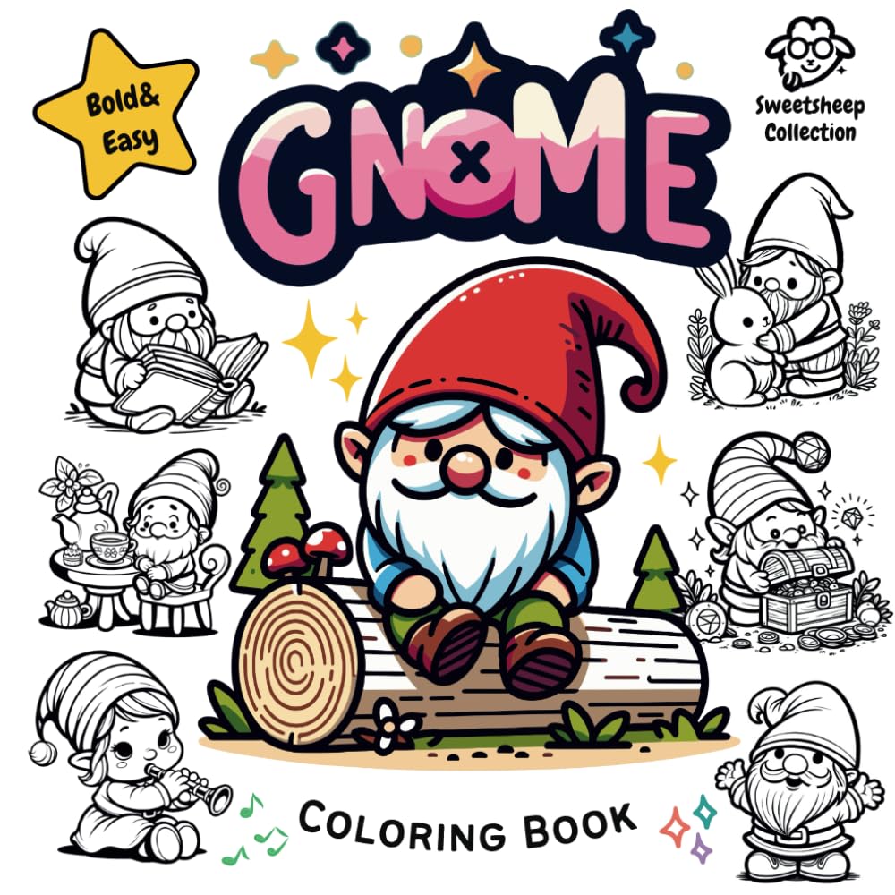 Gnome Coloring Book for adults relaxation or kids for fun