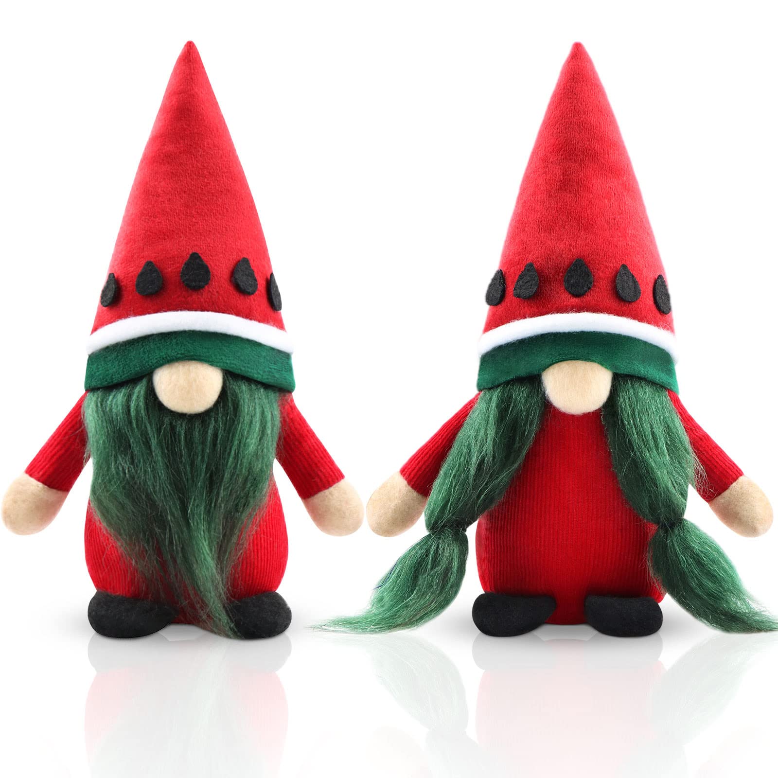 Gehydy Set of 2 Spring Gonk Plush Watermelon Summer Decoration Gift Handmade Scandinavian Tomte Farmhouse Decor for Home Kitchen Tiered Tray