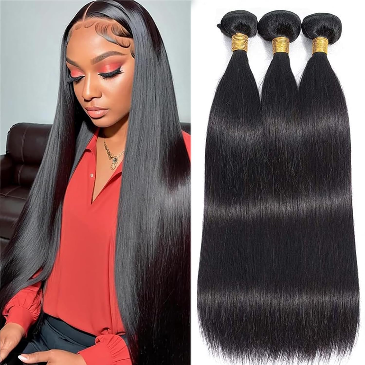 Human Hair Bundles Straight Bundles Human Hair Extensions 16 18 20 Inch 12A Brazilian Virgin 100% Unprocessed Raw Thick Straight Hair 3 Bundles Human Hair Natural Color - Image 9