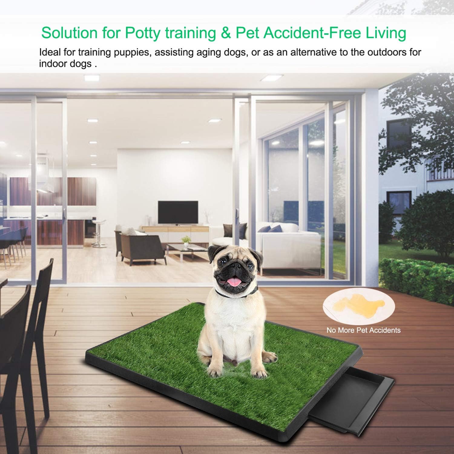 Dog Grass Pad with Tray, Fake Grass for Dogs Potty, 25”x 20” Artificial Grass for Dog Pee Indoor/Outdoor, Puppy Potty Training Grass for Medium and Small Dogs Pets