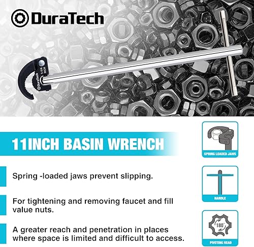 Miniatura 3 de DURATECH Llave de lavabo de 11 pulgadas y llave de utilidades de 4 vías