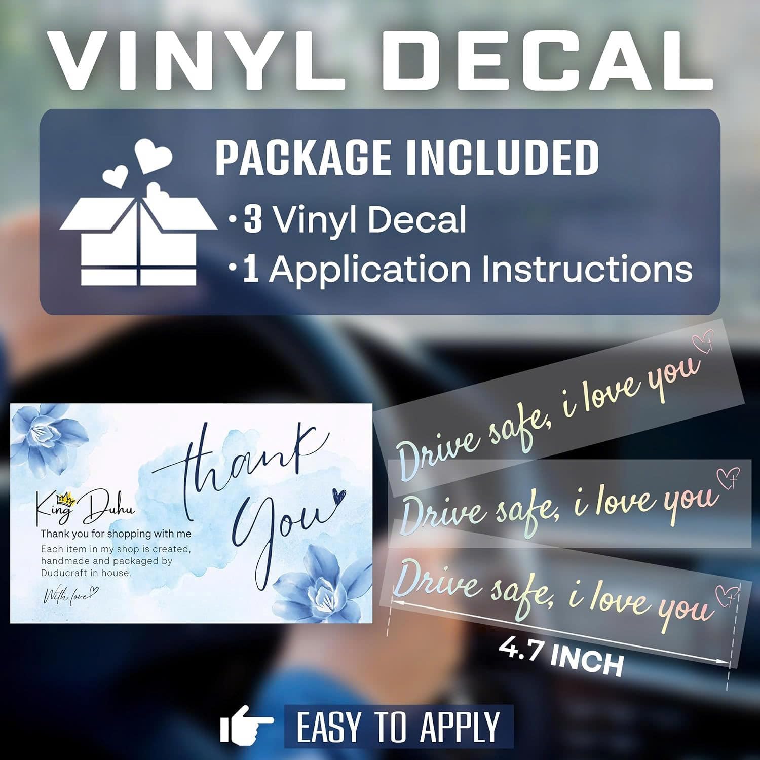 Pack 3 Hello Beautiful Rearview Mirror vinyl stickers, Driver safe I love You car decals, Cute truck decals, water bottle stickers, Waterproof Sticker for car, laptop, motivational, bookish (Drive) - Image 6