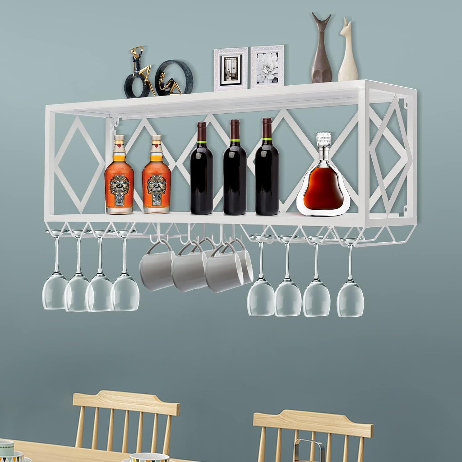 Industrial Wine Rack Wall Mounted Metal Wine Bottle Holder