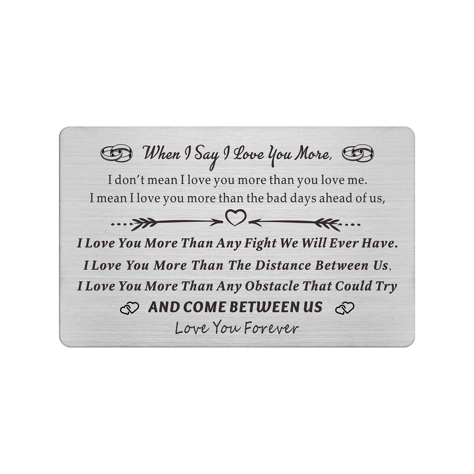 Resdink When I Say I Love You More, Engraved Wallet Card Love Note for Men, Romantic Card Gifts for Him, Gifts for Husband Fathers Day Anniversary Present Thing to Boyfriend Ideas