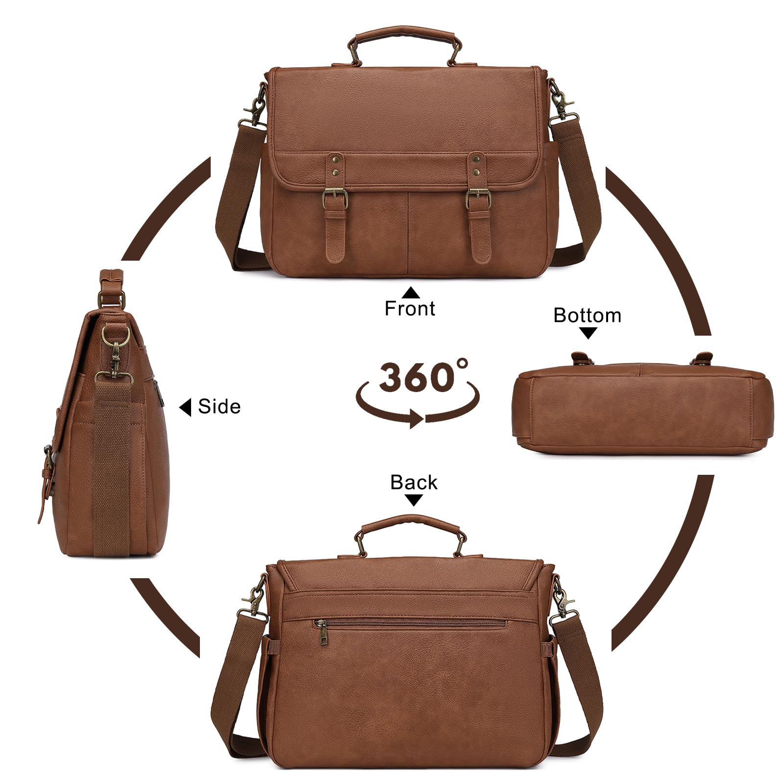 Borsa messenger in pelle per uomo, 15,6 pollici, borsa a tracolla per computer portatile grande per affari/viaggi