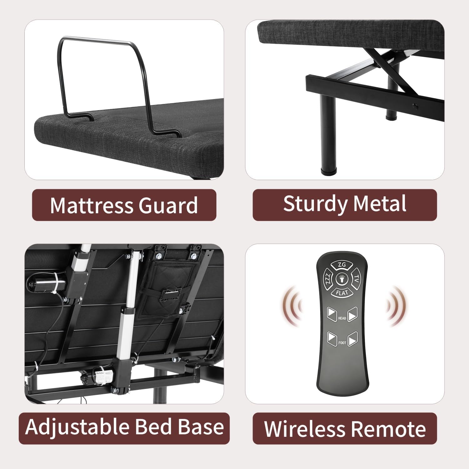 Split King Adjustable Bed Frame, Adjustable Beds with Updated Thickened Frame,Wireless Remote, Separate Head/Foot Lift, Zero Gravity,Anti-Snore,Sturdy Metal, Electric Bed Bases with 3 Height Options