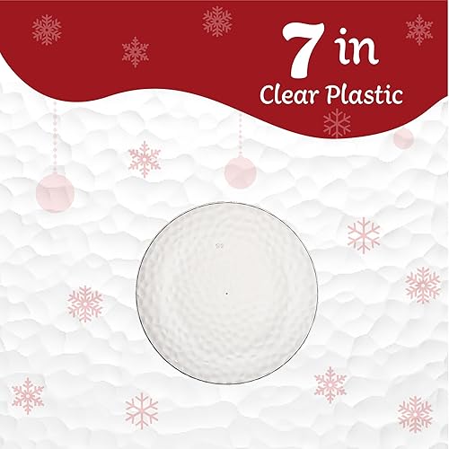 Miniatura 5 de PLASTICPRO Paquete de 30 platos de plástico martillado, platos de plástico desechables pesados, elegantes platos de fiesta martillados transparentes