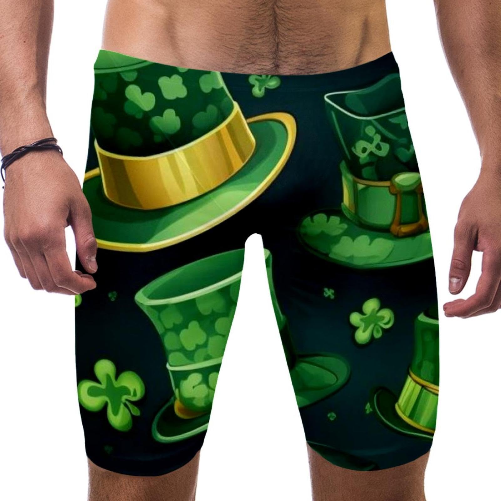 St Patrick's Day Swimsuit for Men & Boys,Competition Lap Swim Suit, Square Leg Endurance Training Multicoloured