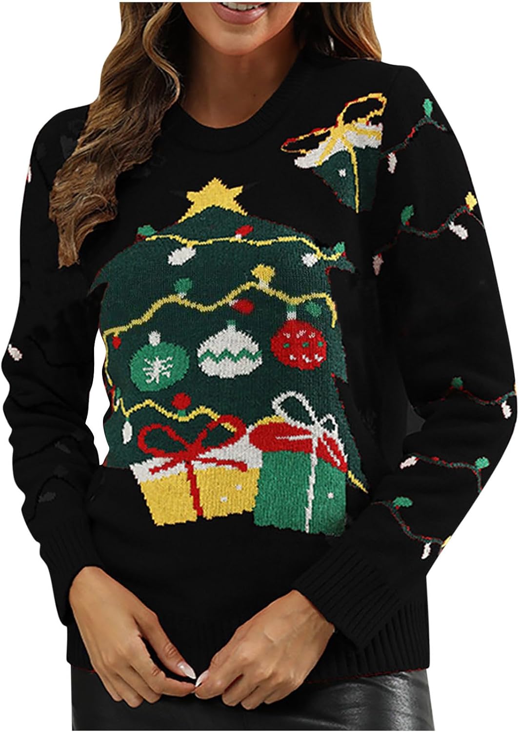 Women's Christmas Sweater Long Sleeve Crewneck 2023 Fall Fashion Winter