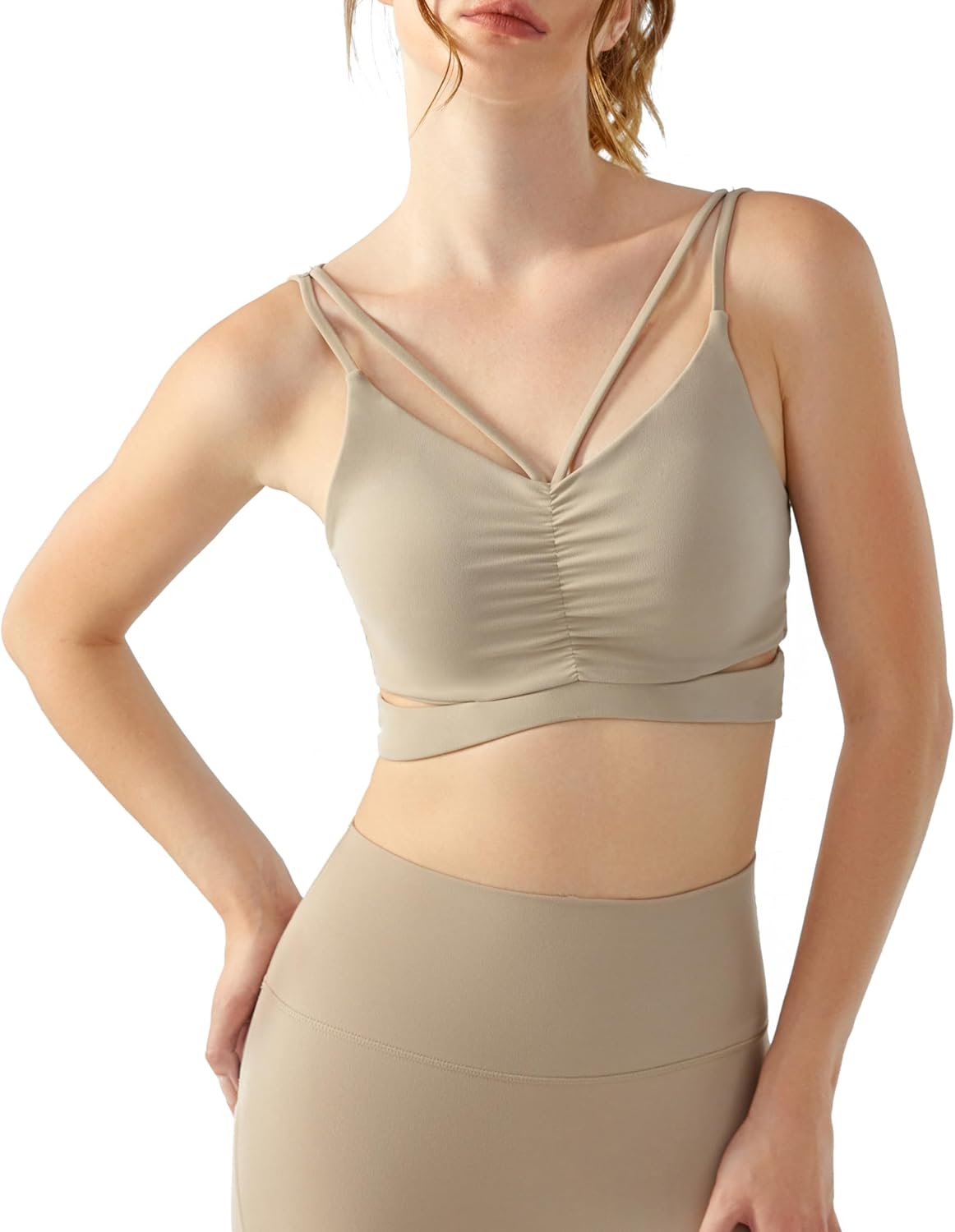 Romansong Strappy Yoga Sports Bra For Women Padded Criss