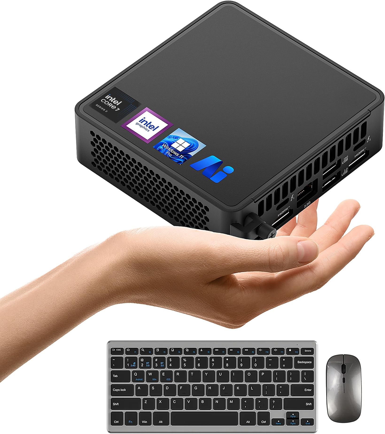 NUC 15 Pro Mini Desktop PC, Intel Series 2 Core 7 240H(10C/16T, Up to 5.2GHz), Small Computer 16GB DDR5 RAM, 512GB PCIe SSD, Intel Graphics, Thunderbolt 4, WiFi 7, 8K/Quad 4K HDR, Win 11 Pro