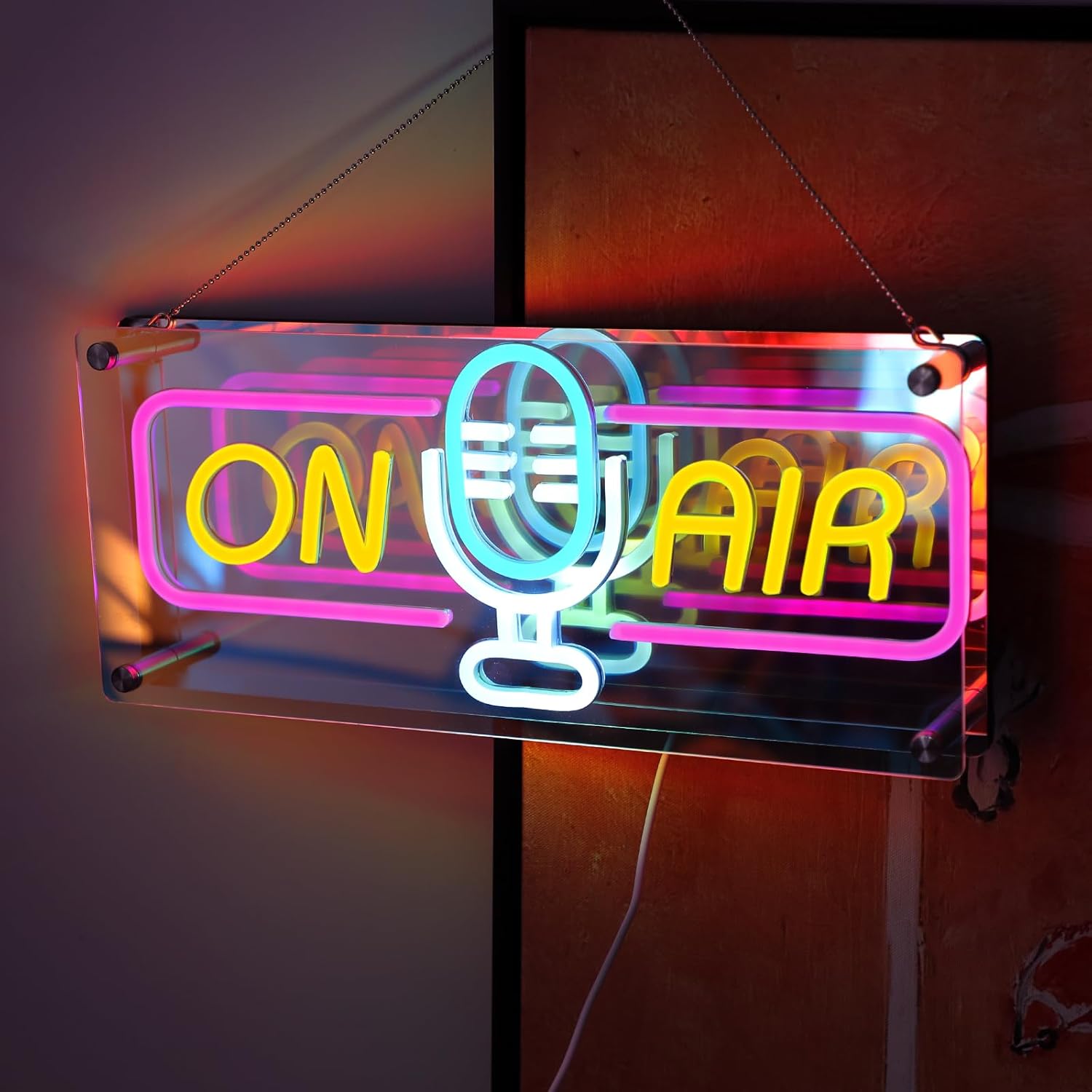 ATOLS On Air Neon Sign for Wall Decor, USB Powered On Air Led Rainbow Night Light Sign, Recording Light Sign for Live Room, Game Room, Broadcasting Room, Music Studio