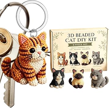 Rrlihjgu Beading Embroidery Kit Cute 3D Cat Beginner-Friendly