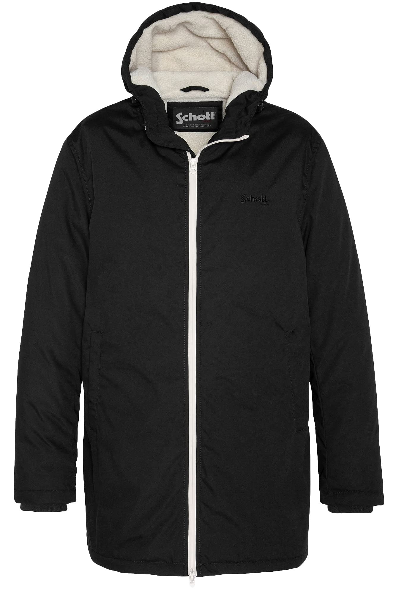 Schott Nyc Unisex Black Bluster Schott Sherpa Lined Hooded Jacket, L