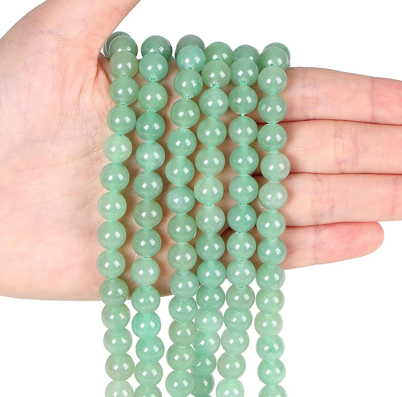 LAIDANLA Green Aventurine 8mm Natural Stone Beads Round Loose Gemstone for DIY Bracelet Necklace Earrings Jewelry Making Polishing Genuine Real Stone Beading 96PCS 2 Strand 32" - Image 3
