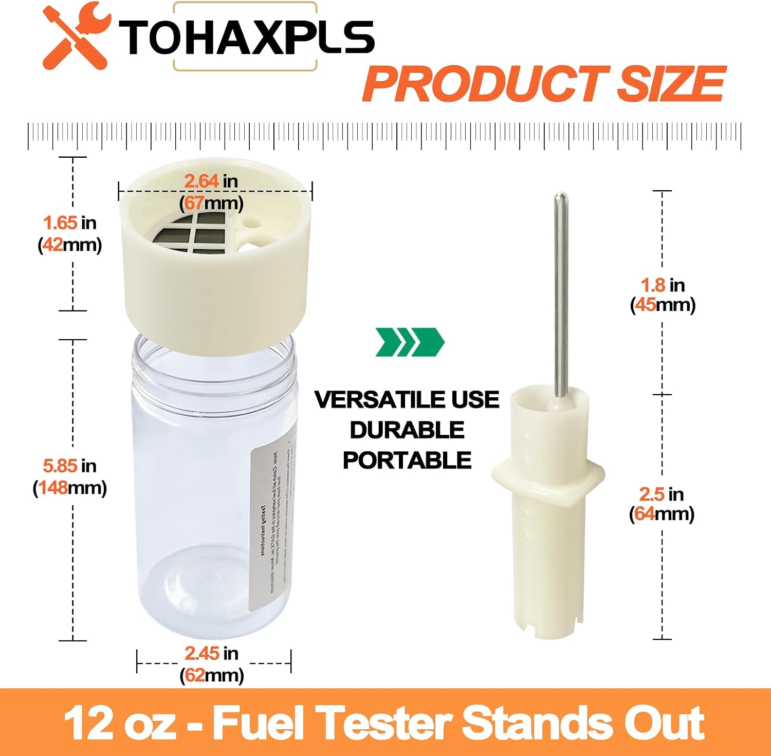 Jar Fuel Tester Aviation for Non-Ethanol Aviation Fuel - Sample Collector, Contamination Inspection, Water & Debris Separator, Safe Fuel Return