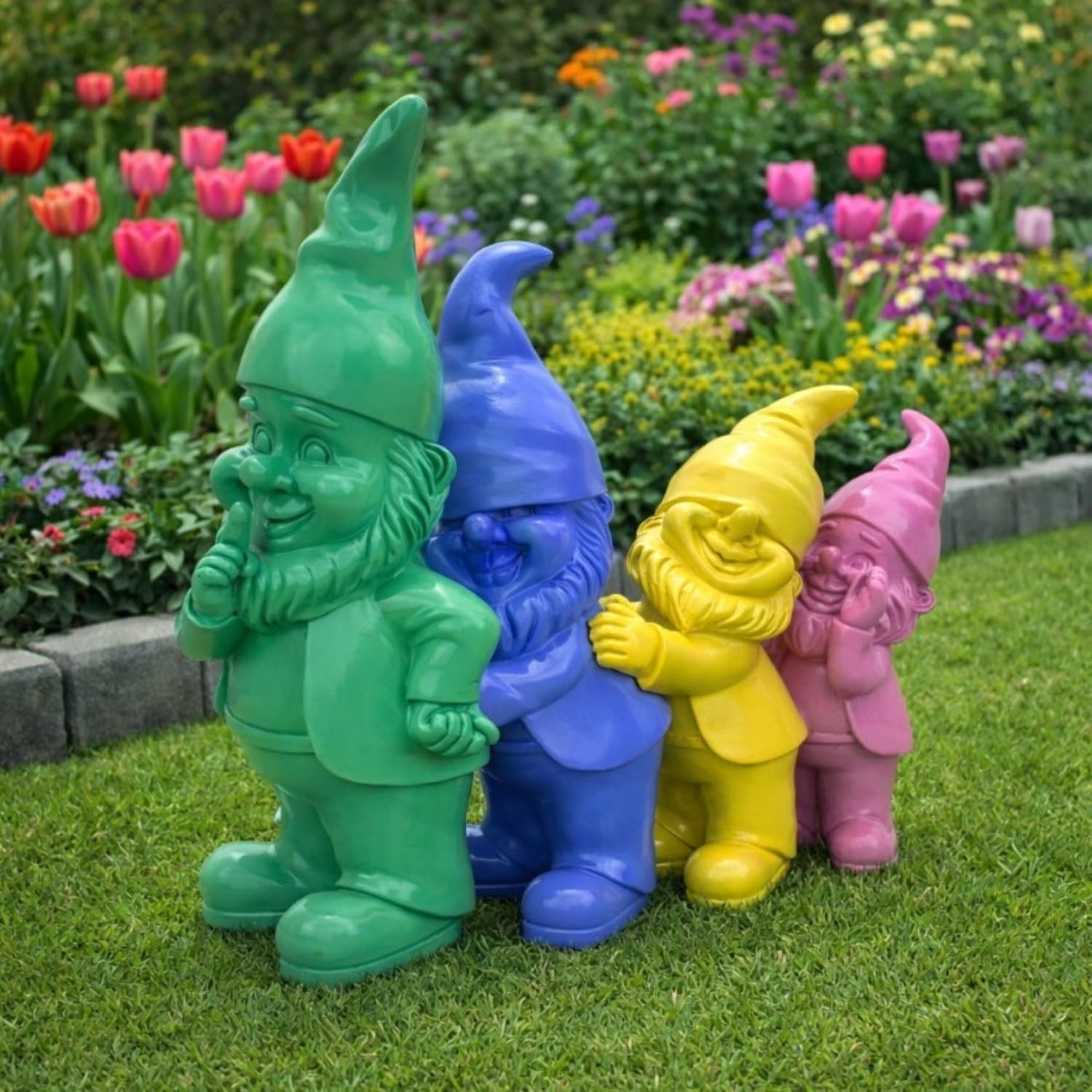 Gartenfiguren für draußen lustige Gartenzwerge, Wichtel Polonaise - Bunte Moderne Deko Figuren - wetterfest - 23 oder 30 cm groß (30 cm)