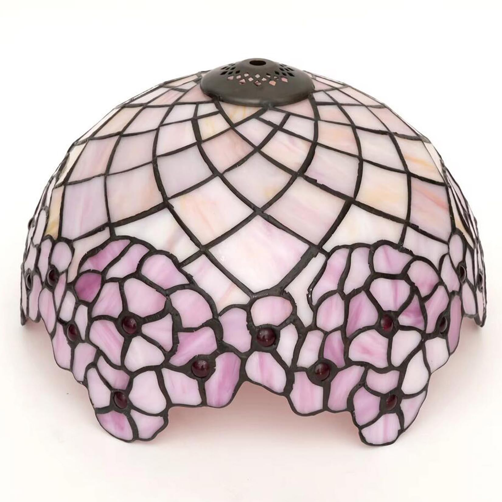 Paralume In Vetro Colorato 12 Pollici (30 Cm) Con Fiori Di Ciliegio Rosa - Sostituzione Per Lampade Da Tavolo, Sospensione E Terra