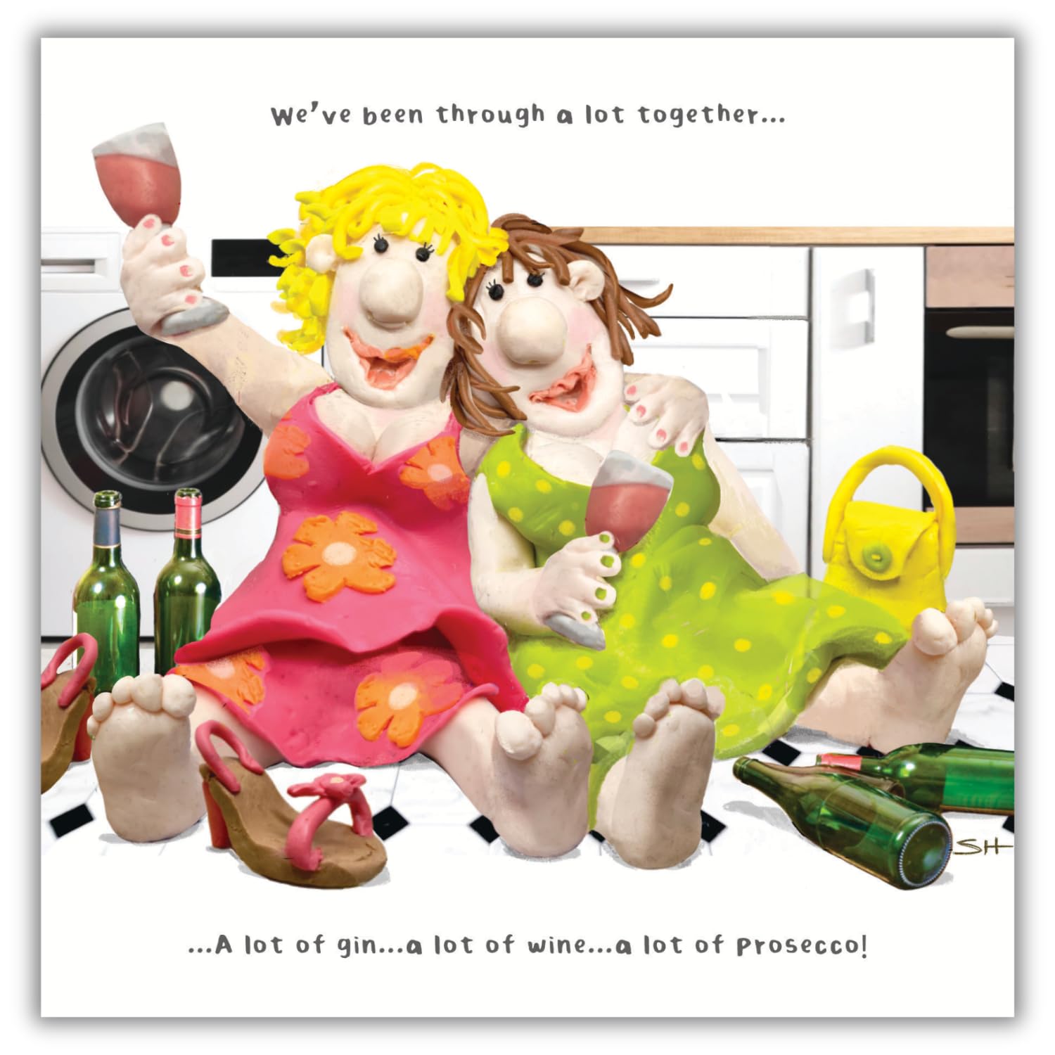 Funny Birthday Card Friends Wine Prosecco Alcohol Gin - Humorous Greeting Card
