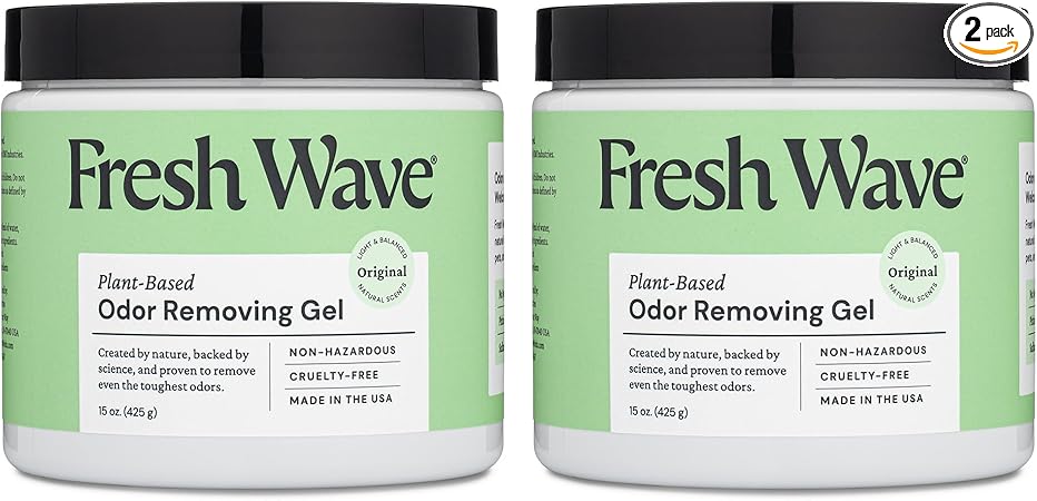 Fresh Wave Odor Removing Gel, 15 oz., Pack of 2 - Odor Absorbers for Home, Safer Odor Relief, Natural Plant-Based Odor Eliminator, Every 15 oz. lasts 30-60 Days, For Cooking, Trash & Pets