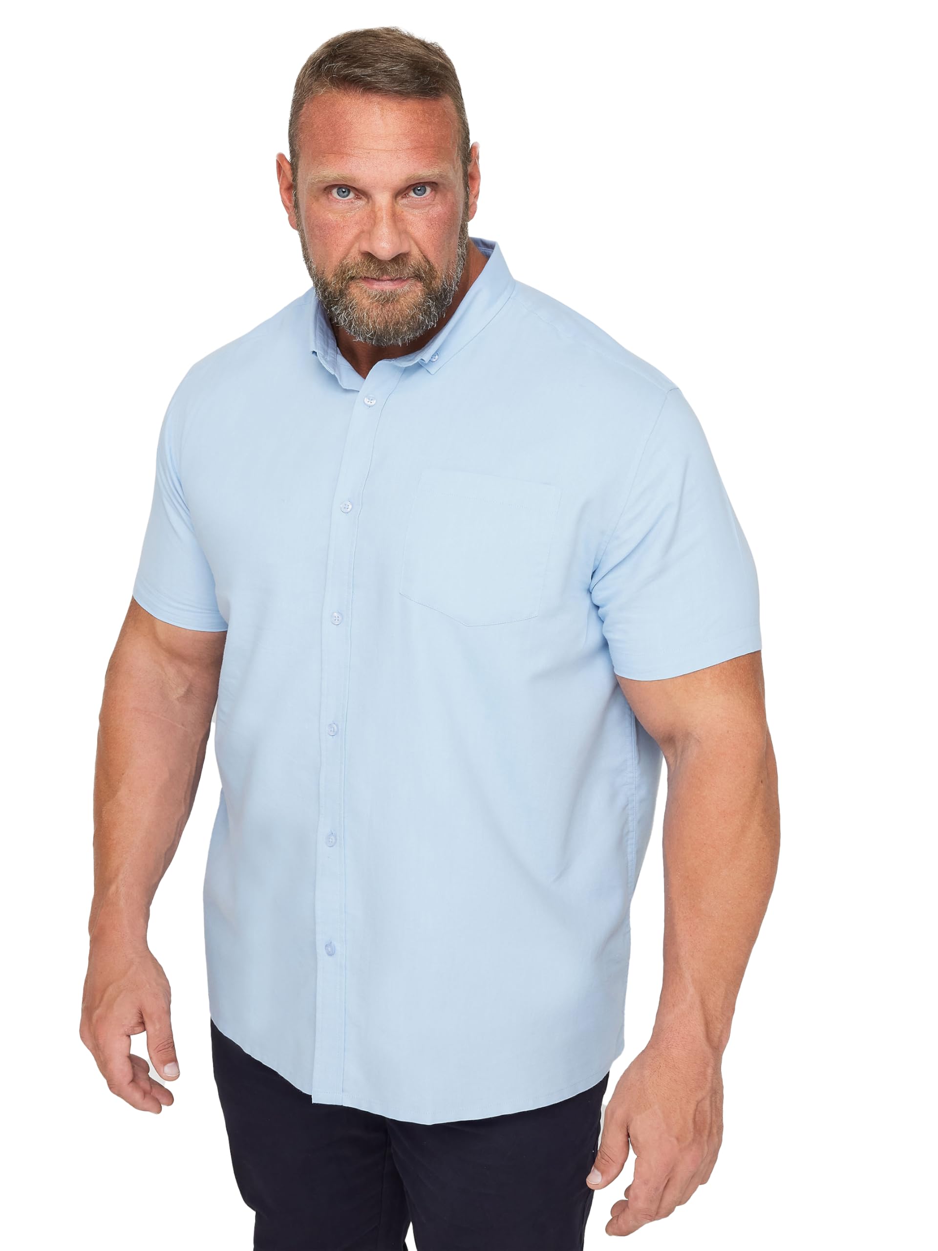 BadRhino Men's Short Sleeve Oxford Shirt - Blue - 3XL