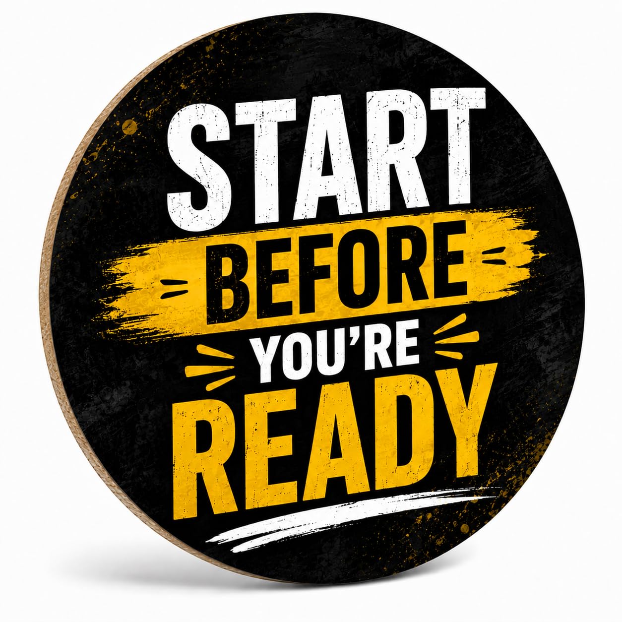 Motivational Fridge Magnet 5 Inch Round MDF Wooden Magnet, Start Before You're Ready Inspirational Quote, Refrigerator Magnet for Home, Office, Kitchen, Locker & Workspace, Positive Gift & Desk Decor-image-20