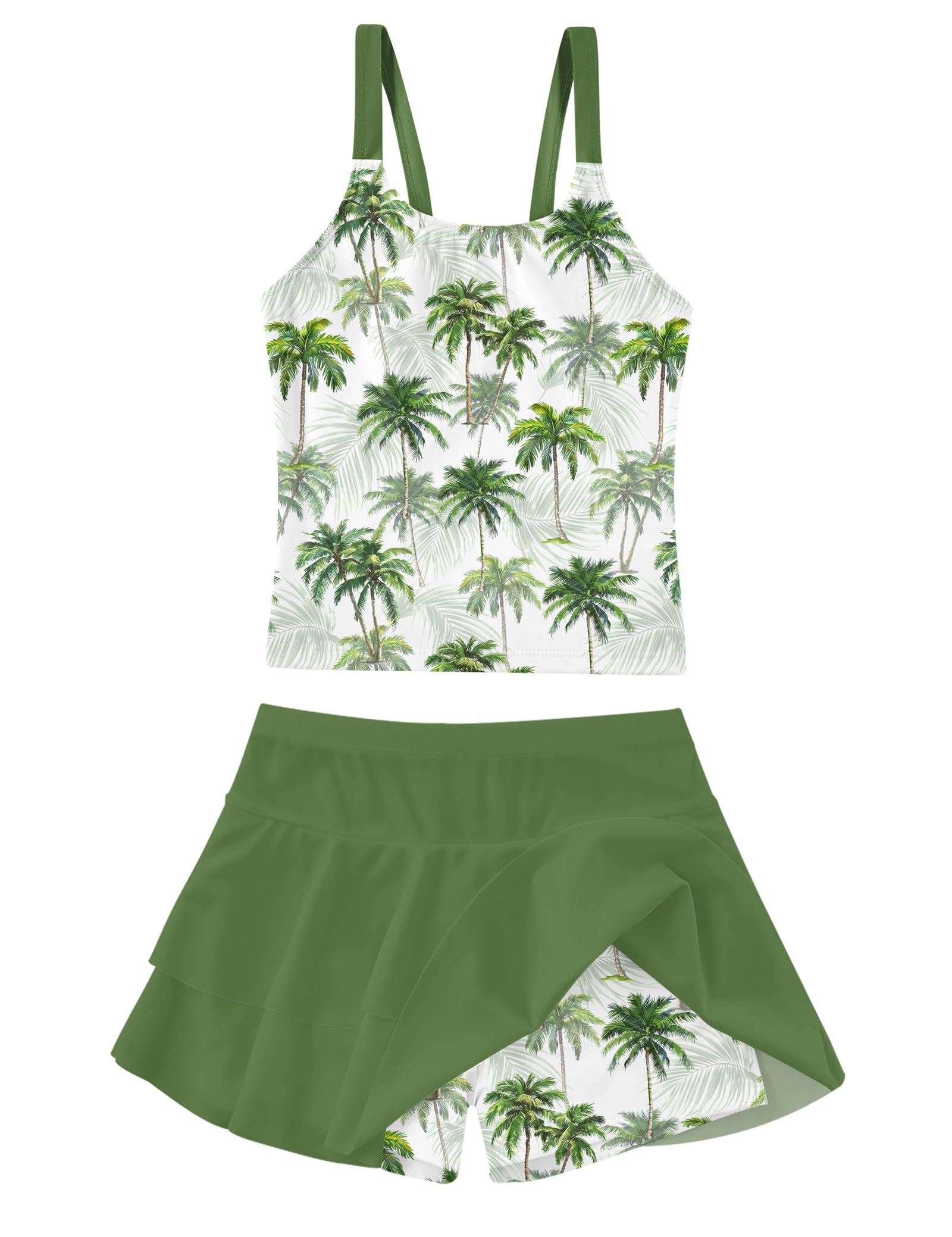 ALISISTER Girls Tankini Swimsuit Two Piece Bathing Suits Summer Beach Swimwear with Shorts for 7-12 Years