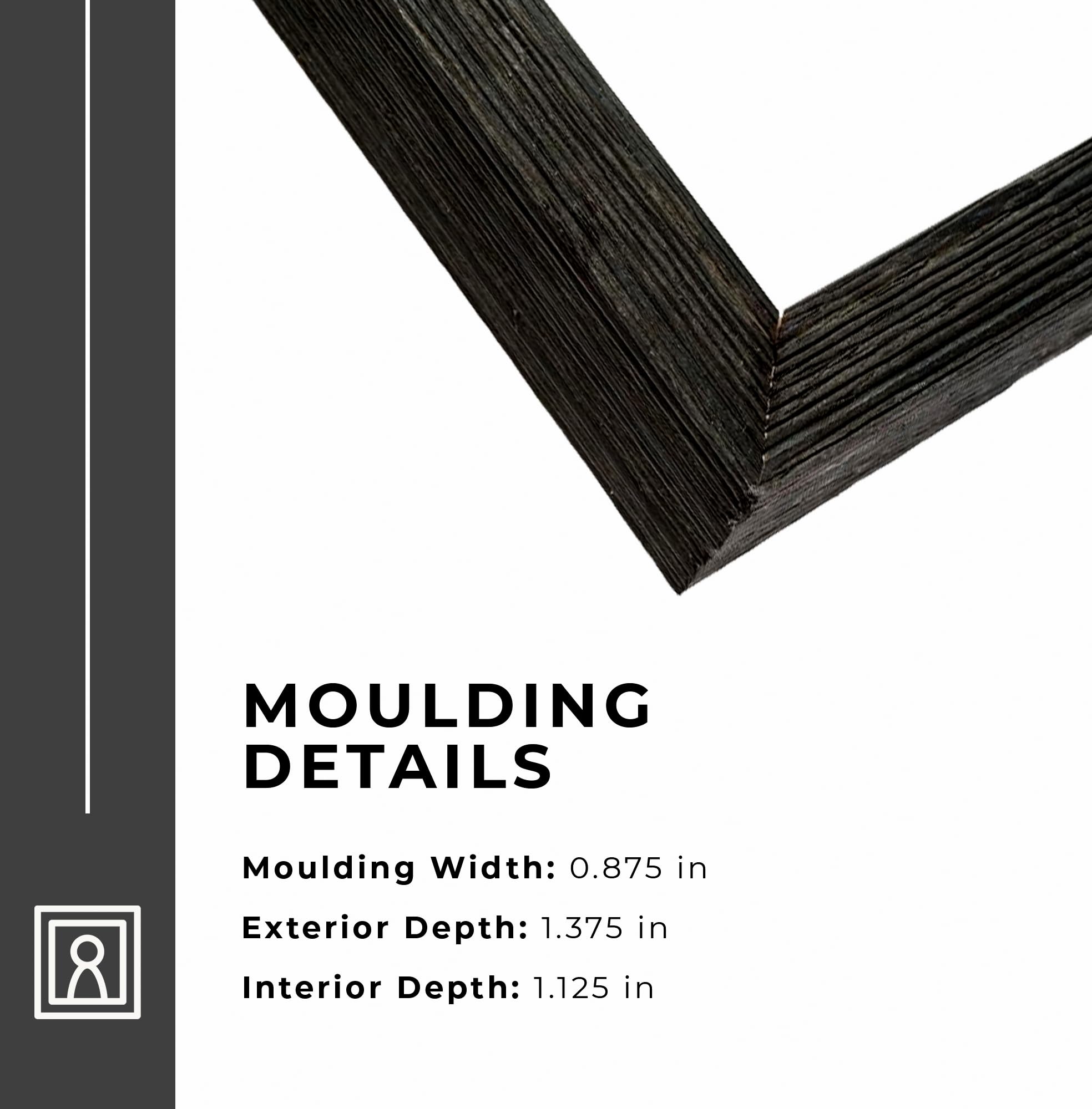 26x43 Shadow Box Black Rustic Barnwood Display Frame | 1.125 Inch Deep | 0.875 Inch Moulding Width | Solid Wood | Includes UV Resistant Acrylic Plexiglass, Acid Free Foamboard Backing and Hanging