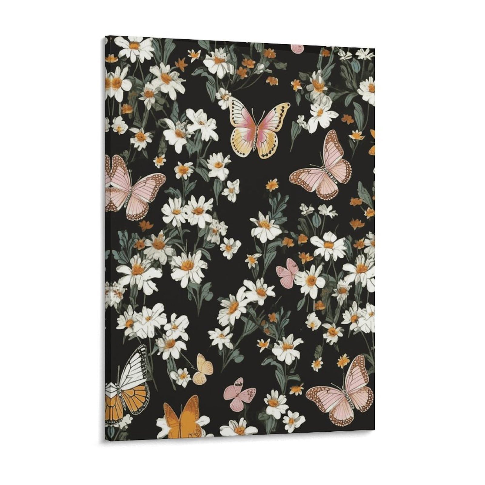 Various Butterflies And Daisies Canvas Wall Art for Bedroom 12x16inch Canvas Prints Artwork for Walls Modern Picture Artwork Painting for Living Room Aesthetic Wall Paintings for Bathroom Kit