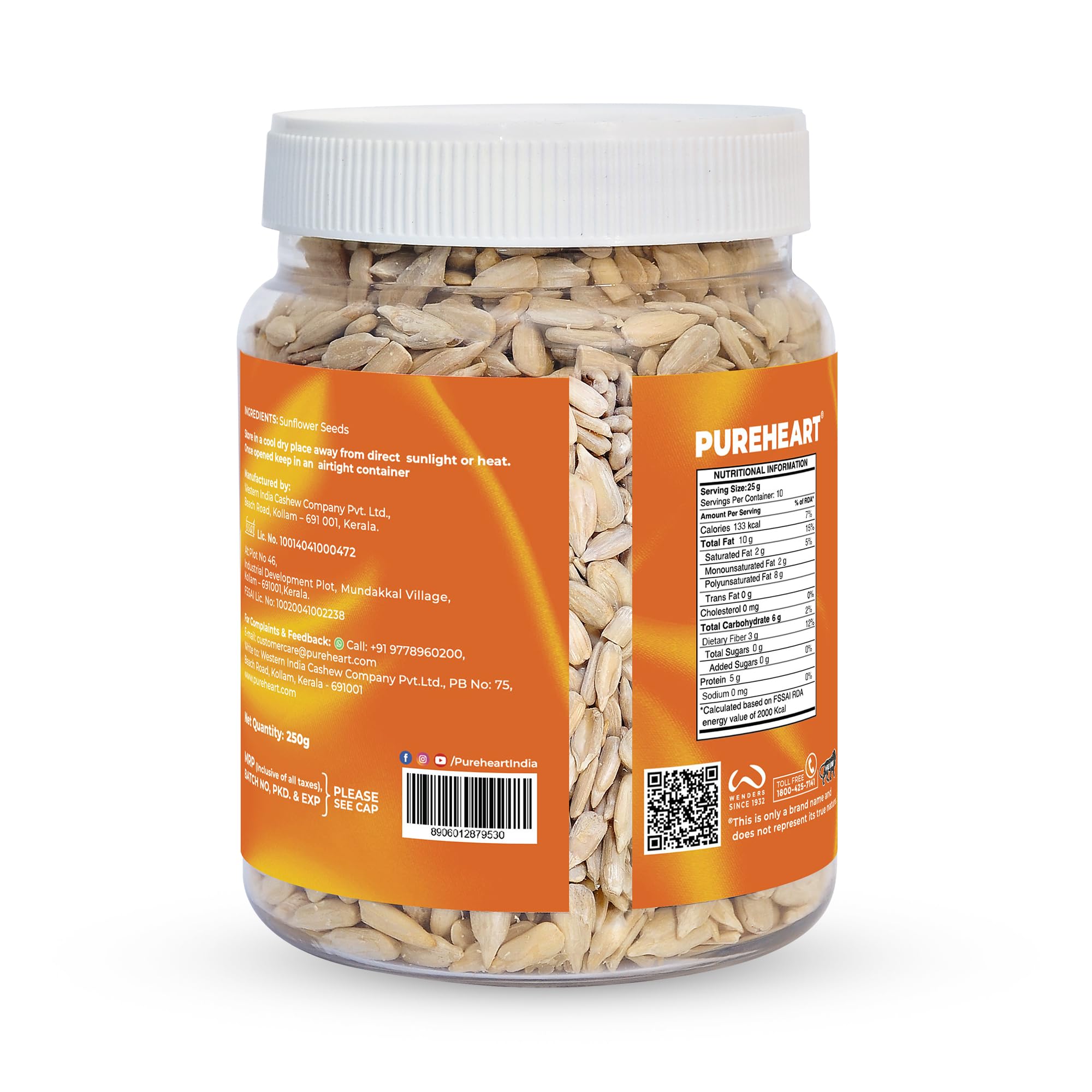 Pureheart Premium Raw Sunflower Seeds for Eating 250 gm - Protein, Fibre and Antioxidants Rich Superfood for Heart Health, Immune Support, Healthy Diet Snack