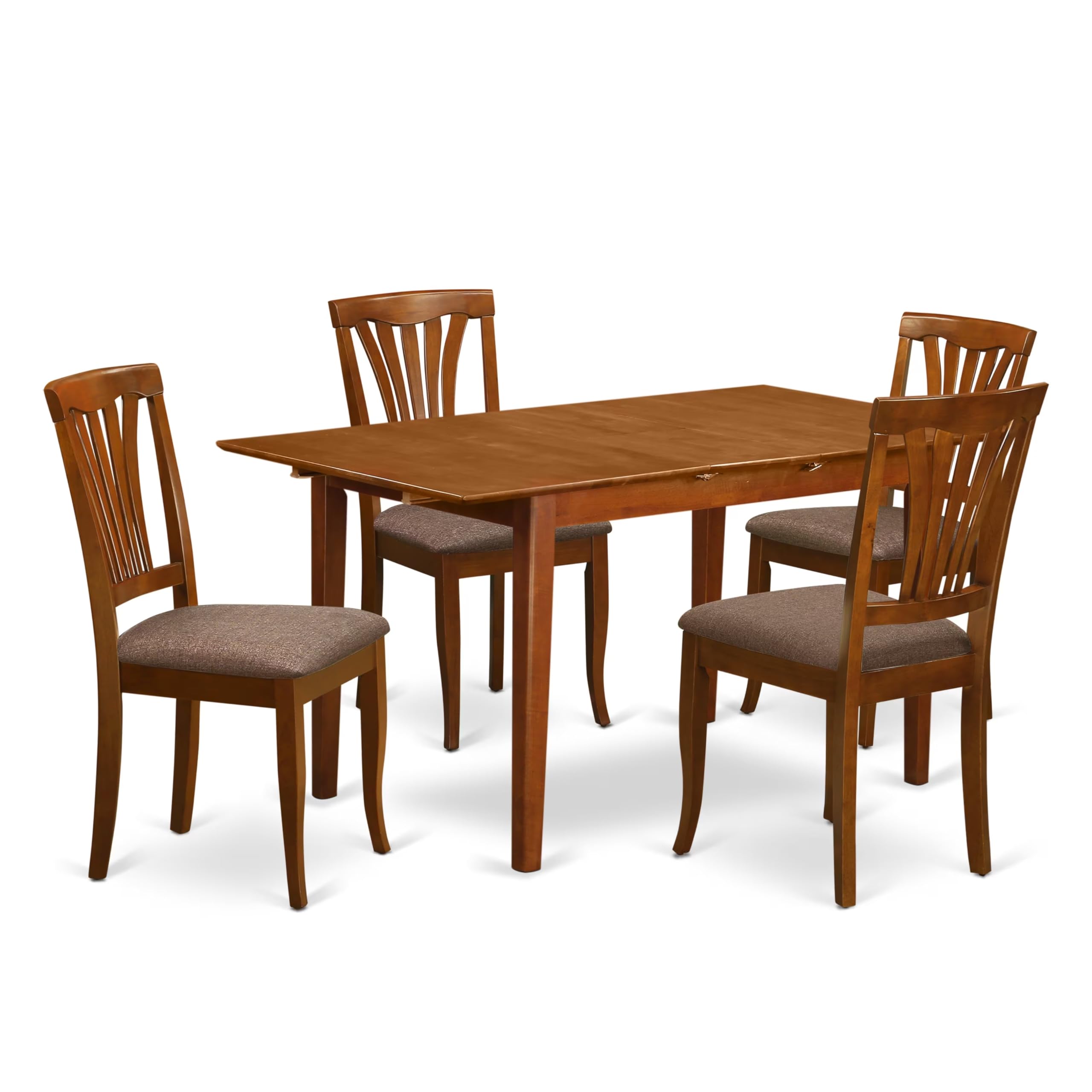 East West Furniture PSAV5-SBR-C 5 Piece Kitchen Table Set for 4 Includes a Rectangle Dining Room Table with