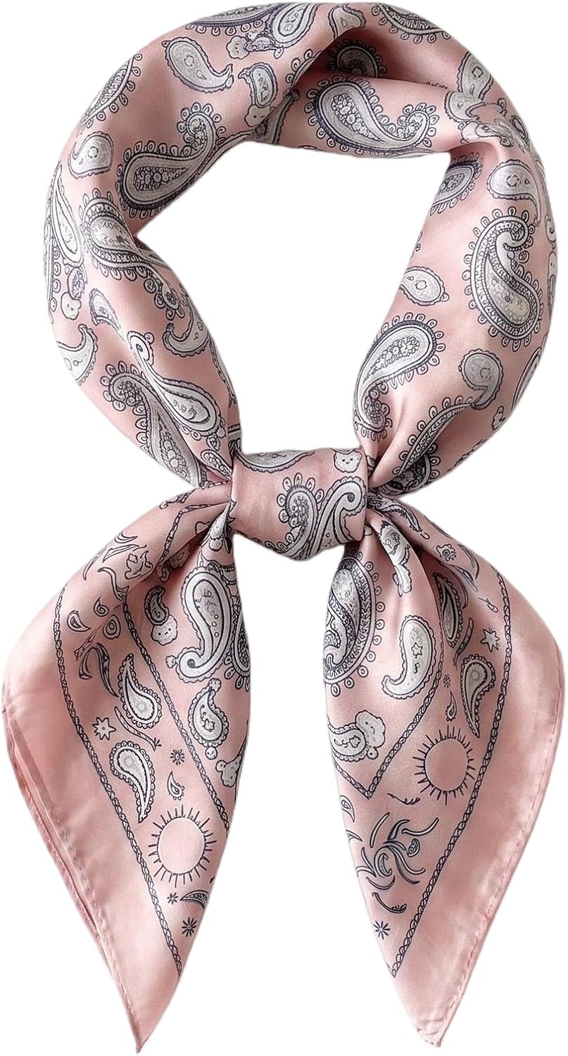 27.5" Paisley Silky Satin Head Hair Scarf Square Bandanas Headscarf Wrap for Women Bag Purse Scarf for Handbags