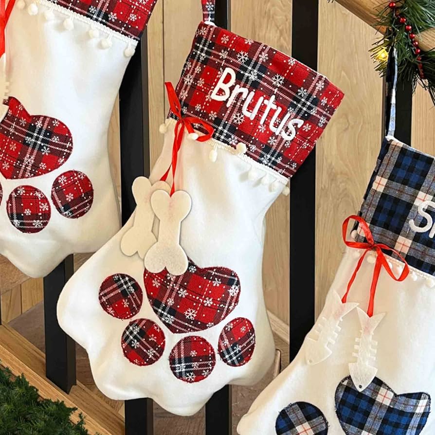 Plaid dog christmas stocking Clearance