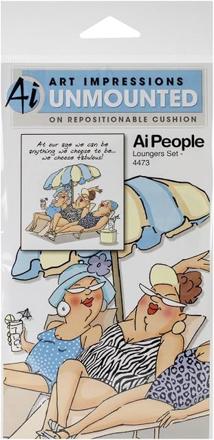 Art Impressions People Cling Rubber Stamp 7 x 4-inch-Loungers Set,Transparent