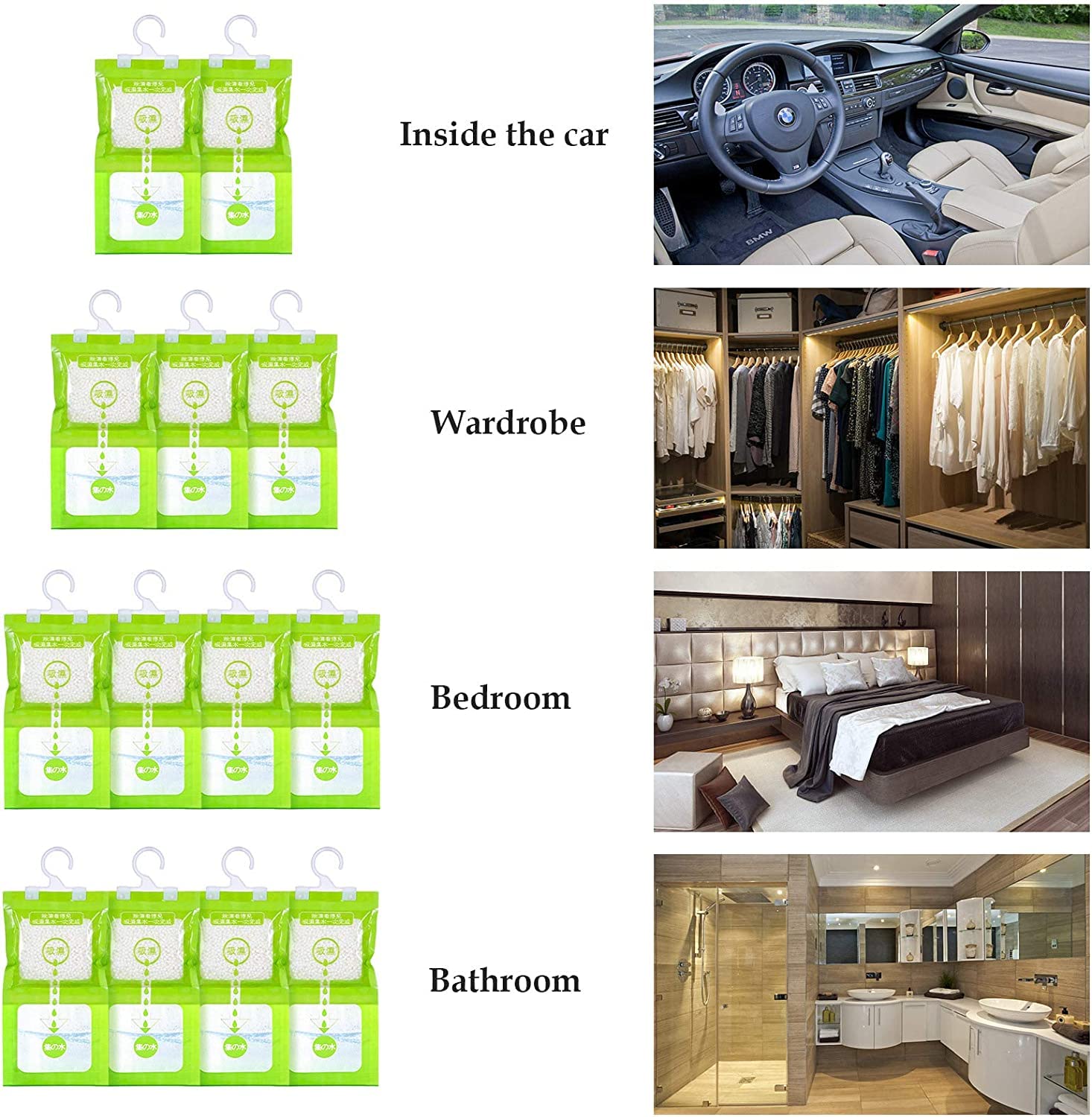 Vankarr 10 Deumidificatori Da 100g Per Armadi E Guardaroba - Sacchetti Assorbiumidità Antimuffa Per Cantine, Camere Da Letto E Lavanderie - Foto 4