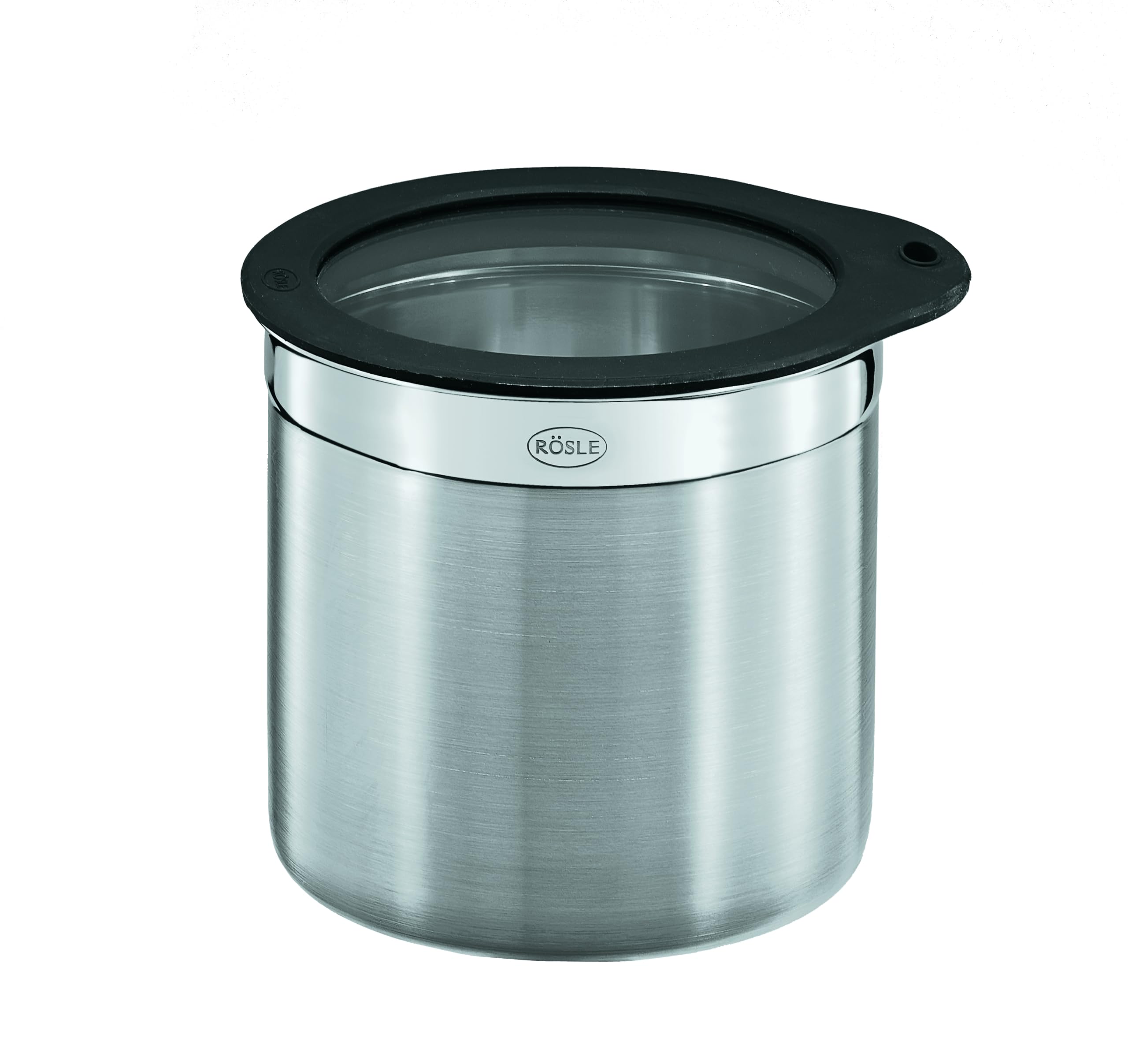 RÖSLE Barattolo con coperchio salva freschezza, per conservare gli alimenti, igienico e insapore, acciaio inox 18/10, lavabile in lavastoviglie, 12 cm