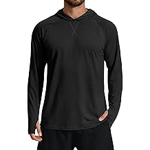 男士 UPF 50+ 钓鱼衫轻便快干紫外线防晒连帽衫长袖 SPF 徒步跑步皮疹防护罩