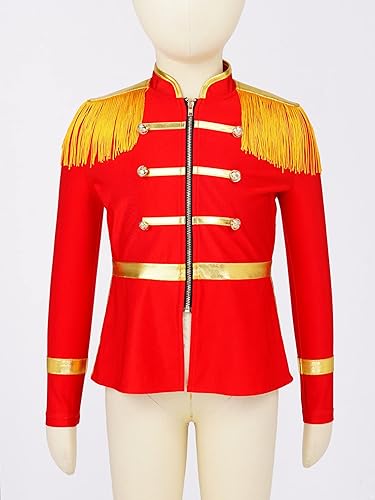 Miniatura 4 de Disfraz de maestro de ceremonias de circo rojo para niños y niñas, disfraz victoriano de tambor, chaqueta militar