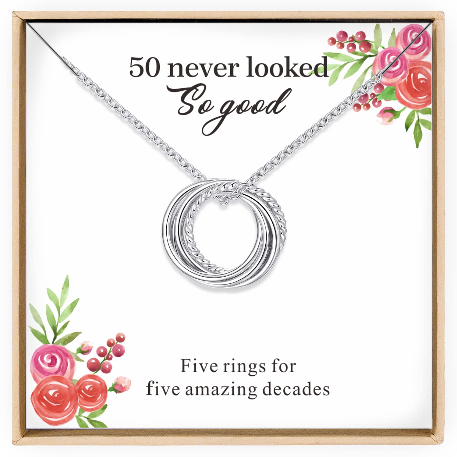 Annamate Birthday Gifts for Women Sterling Silver 30th 40th 50th 60th 70th 80th 90th Birthday Necklace For Her 3 4 5 6 7 8 9 Decade Jewelry 30 40 50