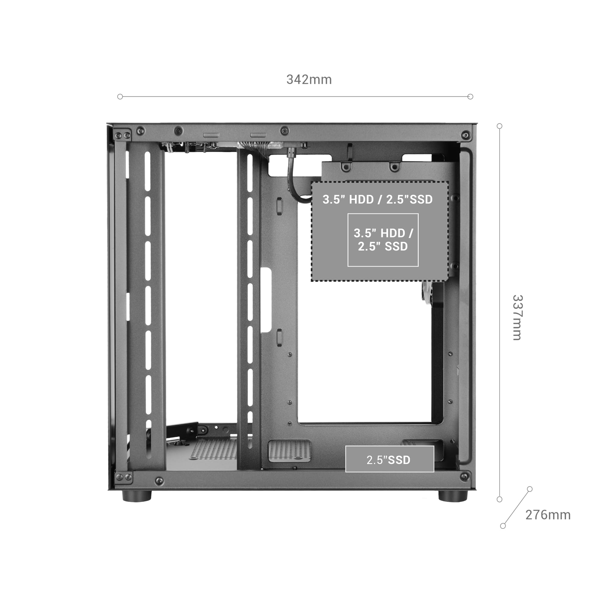 Mars Gaming MC-3TLITE, Boîtier Gaming MicroATX, Triple Verre Trempé Continu, Ventilateur Arrière FRGB 120mm, Structure à Double Chambre, Mini Tour PC Compacte avec Grande Capacité Interne, Noir