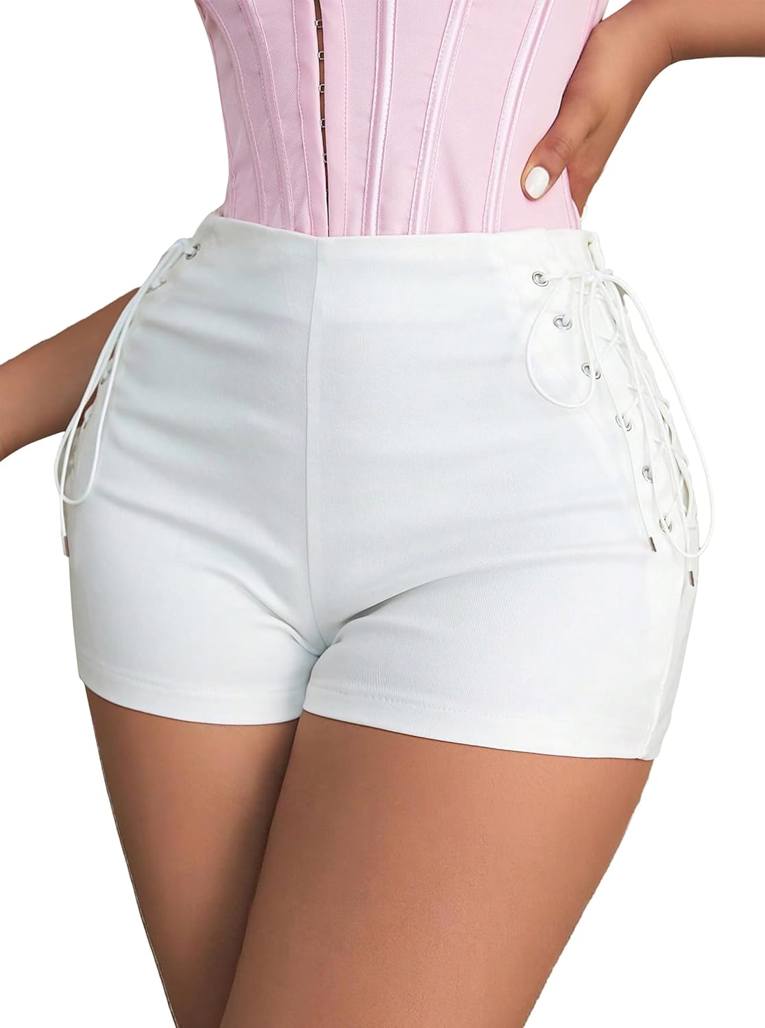 Avanova Women Faux Leather High Waist Summer Shorts Lace Up Sexy Shorts - Image 4