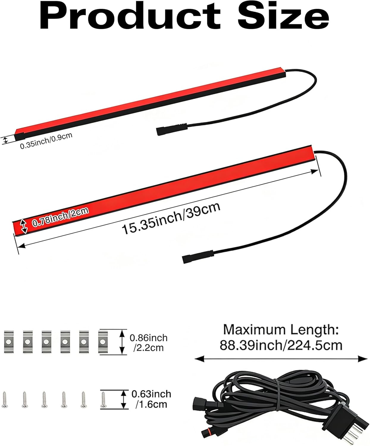 NINEO 15 Inch LED Brake Light Strip, Trailer RV Camper Tail Lights Driving Running Red Light Bar Strips Kit with Turn Signal, Compatible with Truck Pickup Minivans, 2 PCS