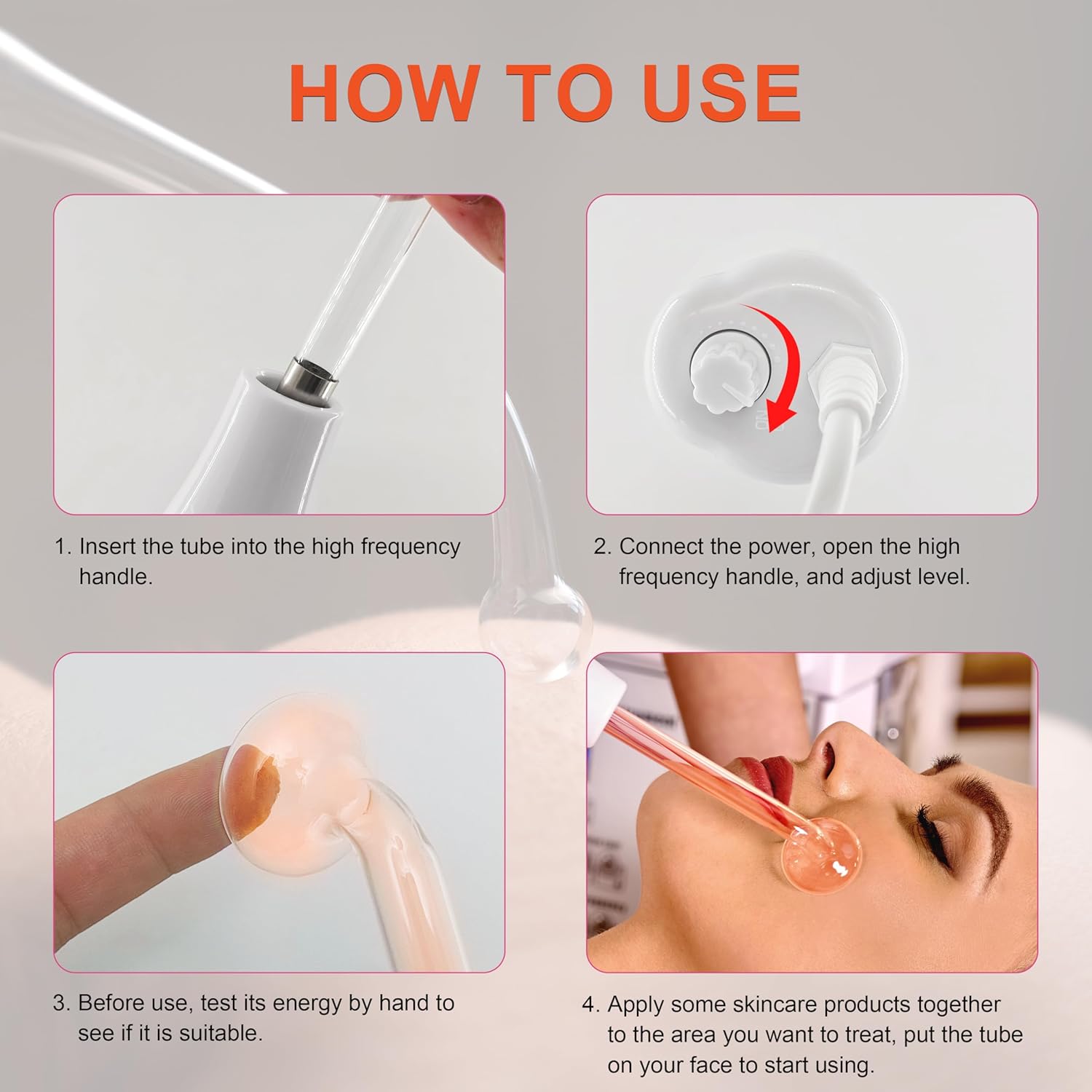 Hi Frequency Facial Care Tool Skin Tonning Device with 7 Electrode Tubes 2 Colors Options Elitzia ETSC640N (Orange) - Image 7