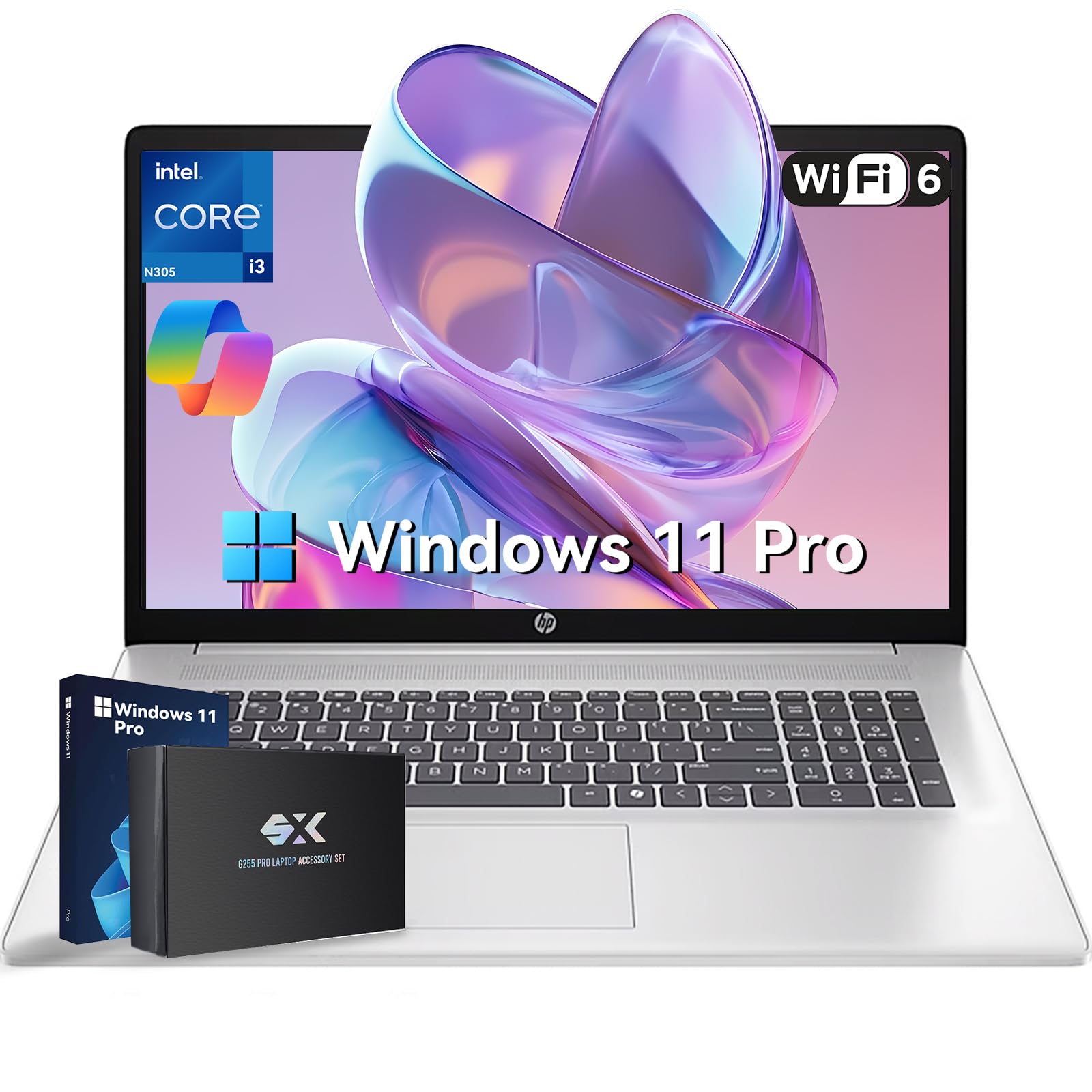 2025 17.3" FHD Laptop, Intel Core i3-N305 (32GB RAM | 1TB SSD), Windows 11 Pro, Wi-Fi 6, Bluetooth, Webcam, Up to 9.5 Hours Battery Life–Business Laptop for Work & Students, w/Accessories