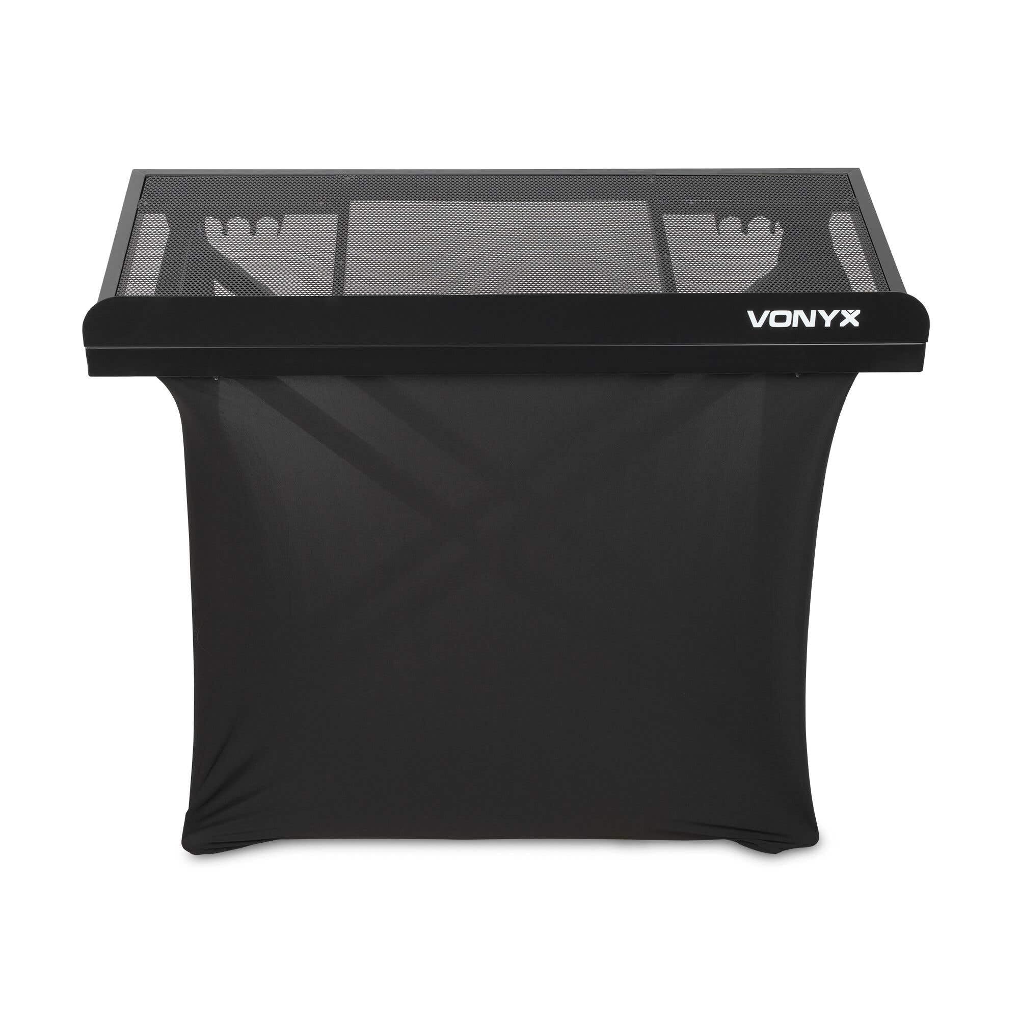 Vonyx DBE100 - Mobiler DJ Tisch, 1 Meter, Höhenverstellbarer Stehtisch, 20kg Belastbar, DJ Pult mit Husse - Stabiler Multifunktionstisch für DJ & Messe – Inkl. Tasche, 100x50cm Schwarz